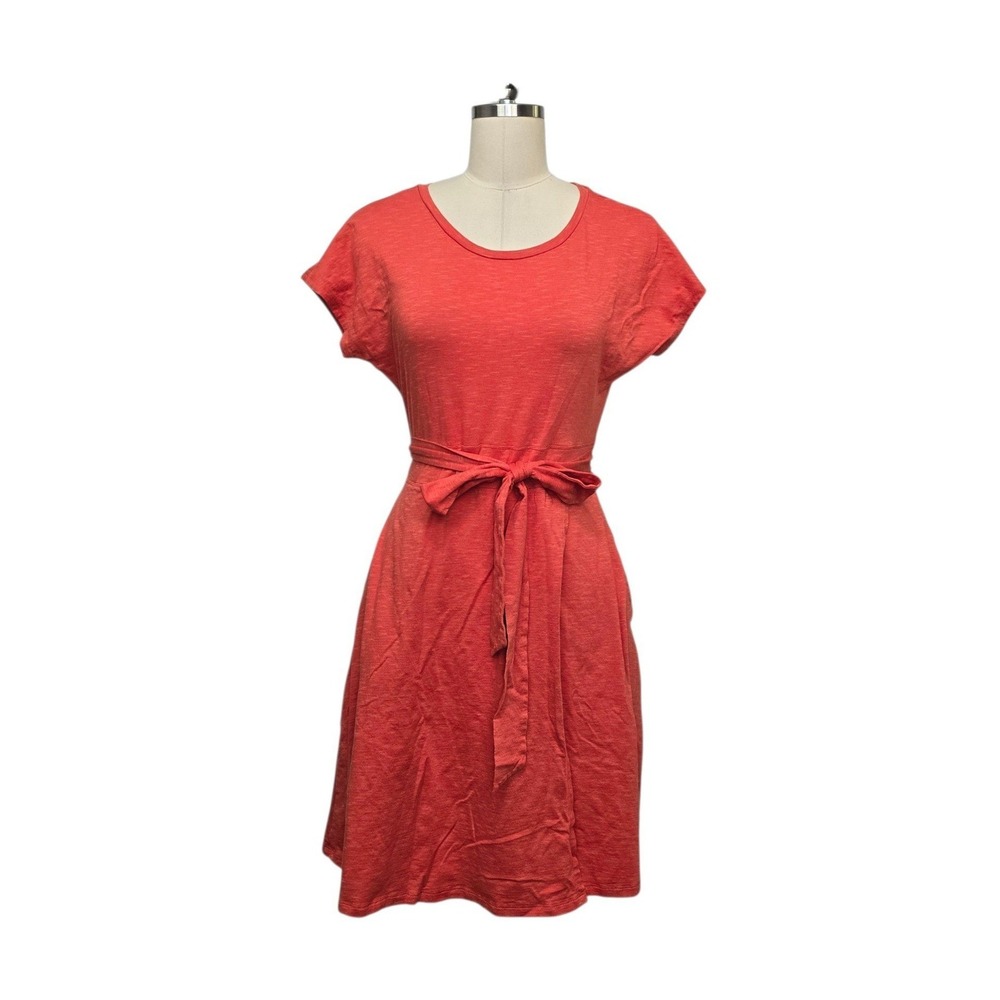 Toad&Co Womens Coral Orange Tencel Organic Cotton Tie Waist T-Shirt Dress Size M
